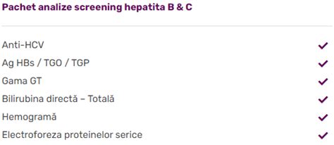 Pachet Analize Screening Hepatita B C EVA Medical