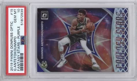 Giannis Antetokounmpo Psa 10 2019 Donruss Optic 15 Fantasty Stars