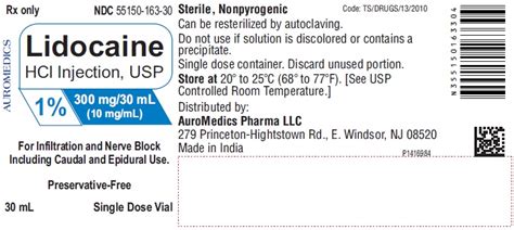 Rx Item Lidocaine Mg Ml Vial Ml By Auromedics Mpf Gen Xylocaine