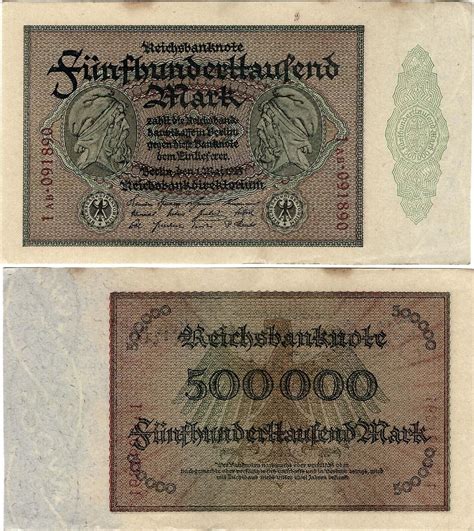 Reichsbanknote 500000 Mark 1923 Berlin Reichsbank DEU 99e Ro 87e P 88b