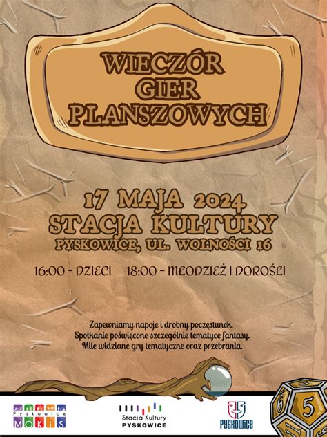 Wiecz R Gier Planszowych Dla M Odzie Y I Doros Ych Mokis Pyskowice