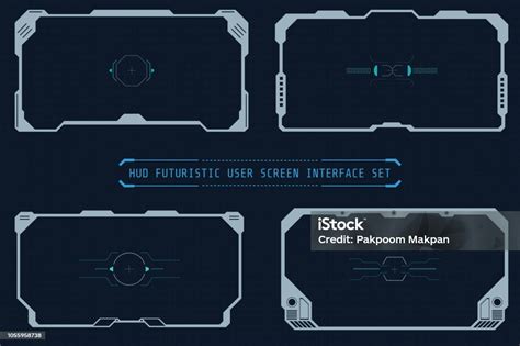 Kumpulan Elemen Dasar Layar Pengguna Futuristik Hud Ilustrasi Stok