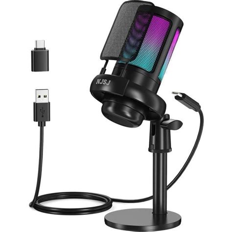 Usb Microphone Gaming Rgb Condensateur Microphone Pour Pc Ps Avec