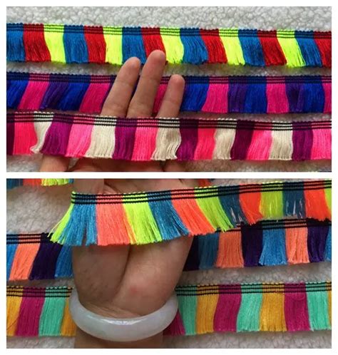 10 Yards Lot Manual Accessories Rainbow Color Tassel Lace Ribbon Trim