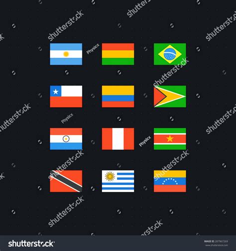 South American Country Flags Vector Icons Stock Vector (Royalty Free