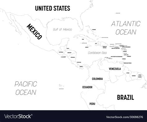 Central America Map High Detailed Political Vector Image