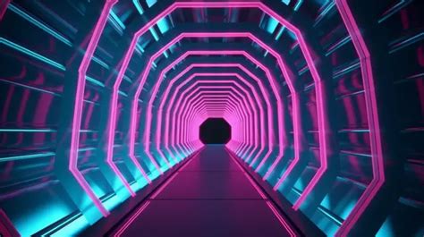 Fundo Um Túnel Futurista De Dentro Fundo Ilustração 3d Do Túnel Futurista Com Linhas No Túnel