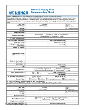 Fillable Online Personal History Form Supplementary Sheet Fax Email