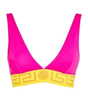 Womens Versace Pink Greca Border Triangle Bikini Top Harrods