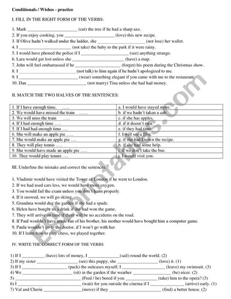 Conditionalswishes Esl Worksheet By Ibis