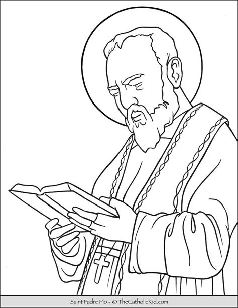 Saint Padre Pio Coloring Page Thecatholickid