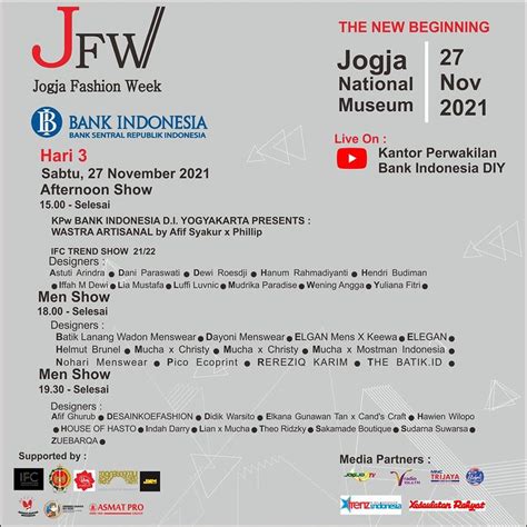 JOGJA FASHION WEEK 2021 25 27 November 2021 Dinas Pariwisata Daerah