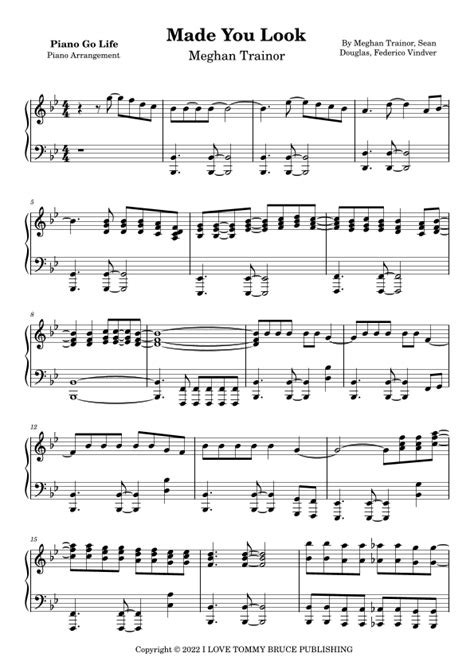 Made You Look Arr Piano Go Life By Meghan Trainor Sheet Music For