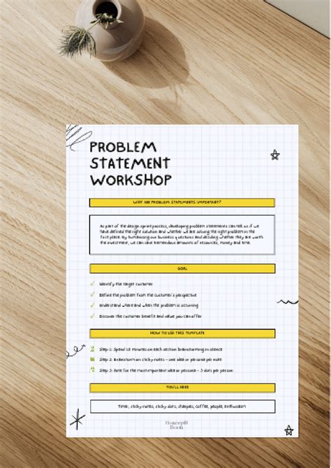 Design Thinking Workshop Template, Canva Template, Problem Statement ...