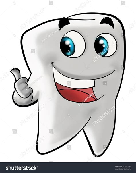 Cartoon Illustration Smiling Molar Tooth Gesturing Stock Illustration