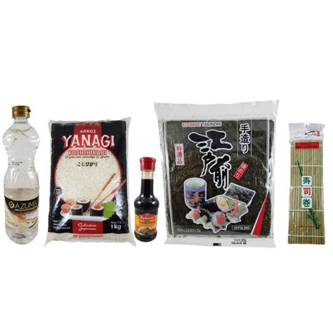 Kit Para Sushi Premium Alga Nori Arroz Esteira Shoyu E Tempero