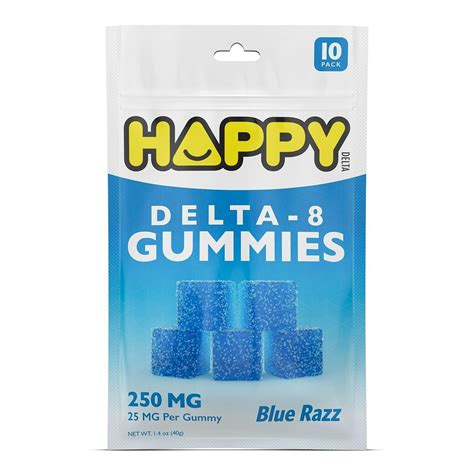 Happy Delta 10 Pack Happy Delta Blue Razz Delta 8 Gummies Leafly