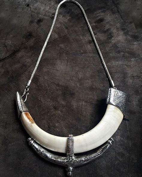 Signature Ewa Reclaimed Boar Tusk Necklace With Handcrafted Silver