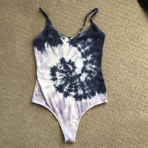 NEVER WORN Purple Blue And White Tie Dye Body Suit Depop