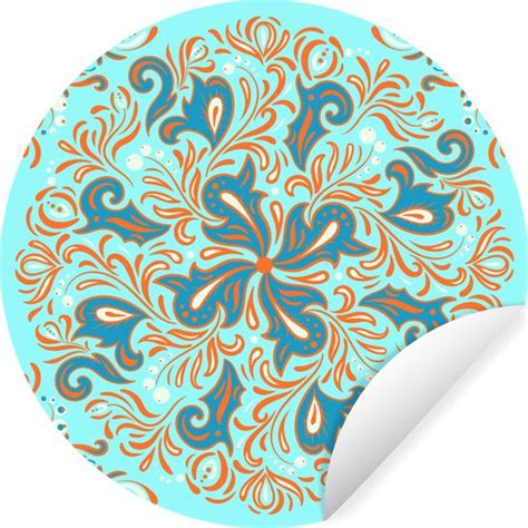 WallCircle Muurstickers Behangcirkel Bloem Bladeren Blauw