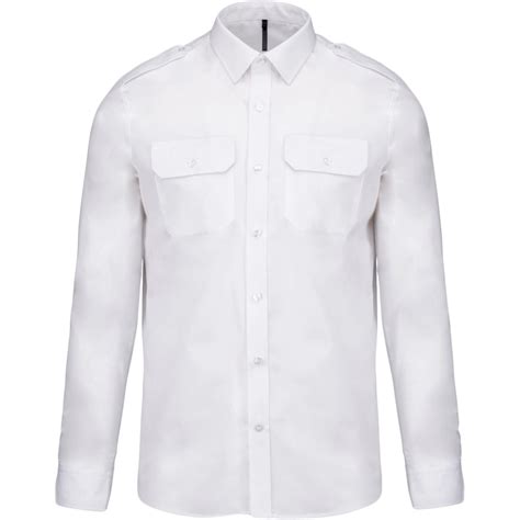 Chemise pilote manches longues homme White imprimé et personnalisé