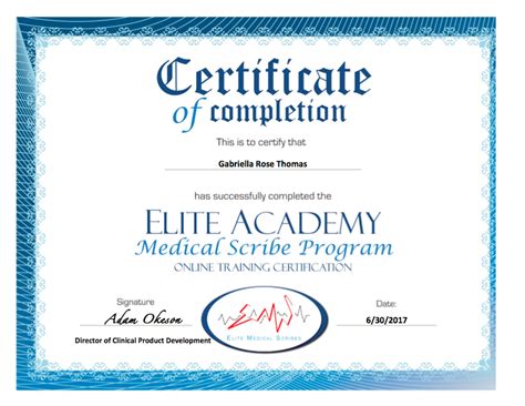 Medical Scribe Certificate Gabriella S