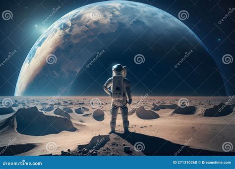 Brave Astronaut At The Spacewalk On The Moon Neural Network Ai