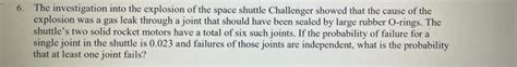 Solved The investigation into the explosion of the space | Chegg.com