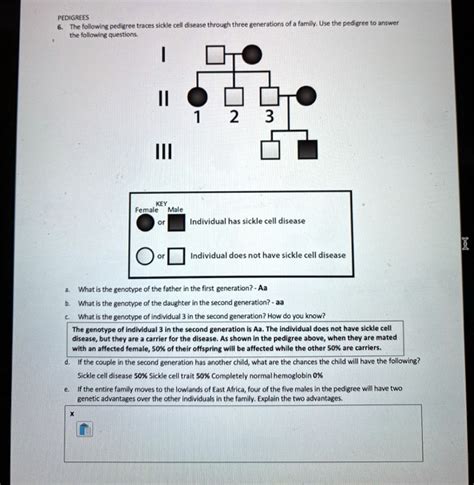 Solved Pedigrees The Following Pedigree Traces Sickle Cell Disease