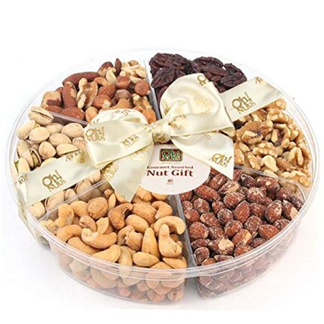 Oh! Nuts Freshly Roasted Holiday Nuts Gift Basket, Nut Gift Tray 6 ...