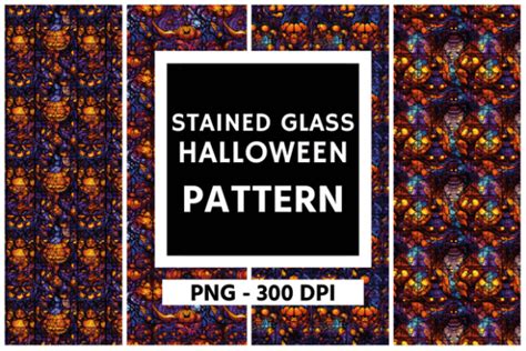 6 Stained Glass Halloween Pattern Designs & Graphics