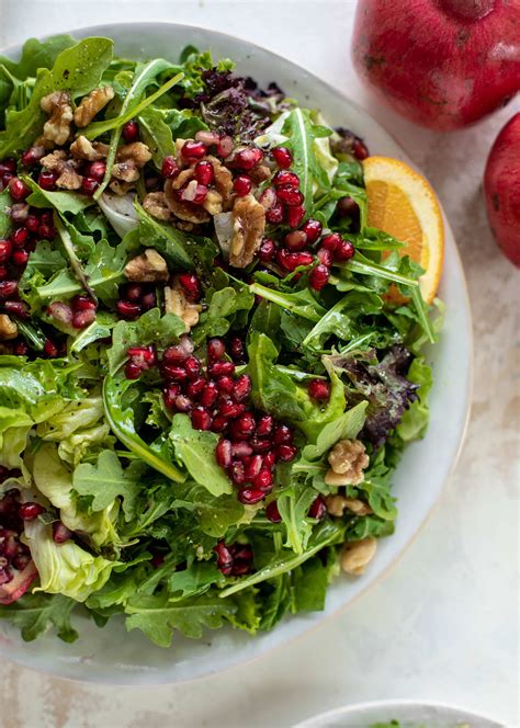 Pomegranate Greens Salad With Halloumi Croutons And Spiced Orange