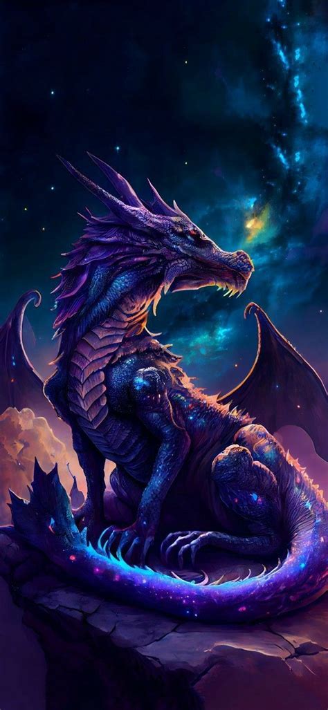 Purple Dragon Wallpaper 🐉 Night Sky Stars