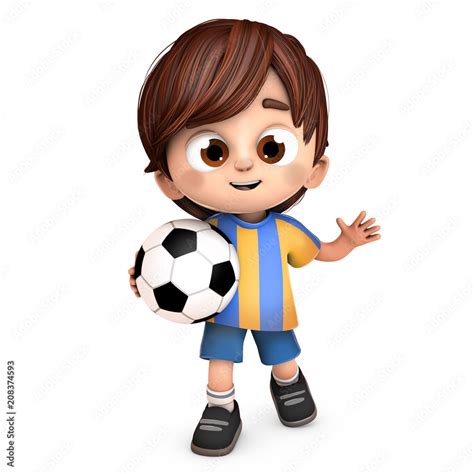 niño futbolista con balon Stock Illustration Adobe Stock