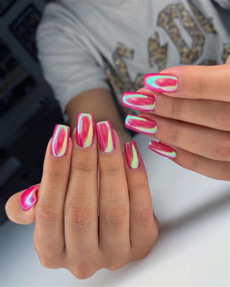 25 Summer Nails Ideas Simple And Modern Chrome Pink Nails