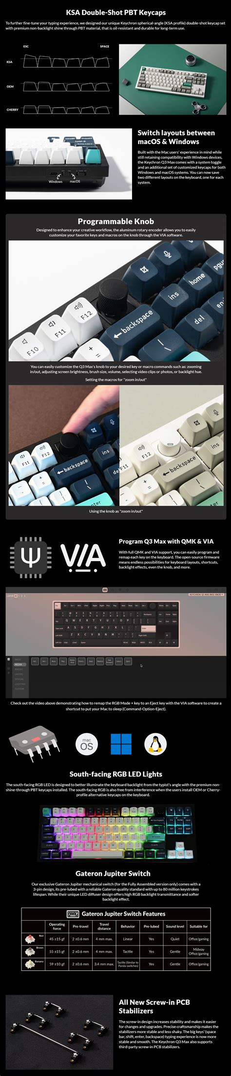 Keychron Q Max TKL Full Assembled Knob RGB Hot Swap Gateron Wireless QMK Custom Keyboard