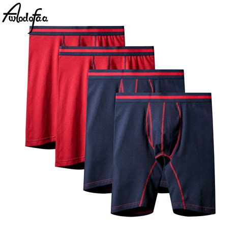 4 Pcs Lot Quality Long Boxer Mens Underwear Cotton Underpants Male Pure Men Panties Shorts Boxer