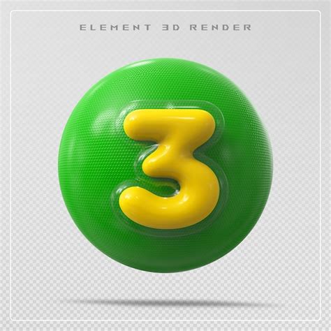 premium psd  number green  render