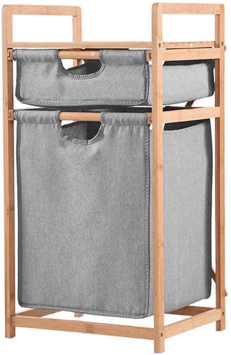 Buy Jorunb Bamboo Laundry Hamper With Dual Compartments Two Section