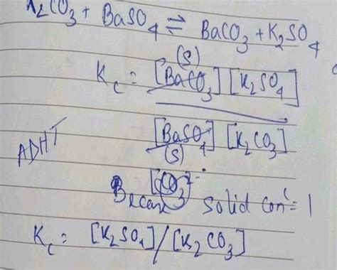 The Equilibrium Constant Kc For The Following Reaction Will Be K Co Aq