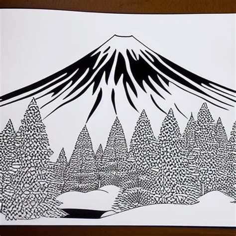 Libro para colorear en blanco y negro con nieve del monte Fuji diseño