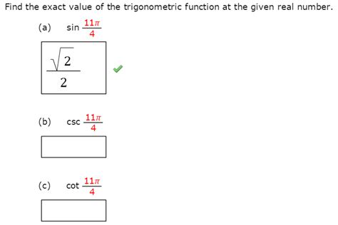 Solved Find The Values Of The Trigonometric Functions Of Chegg