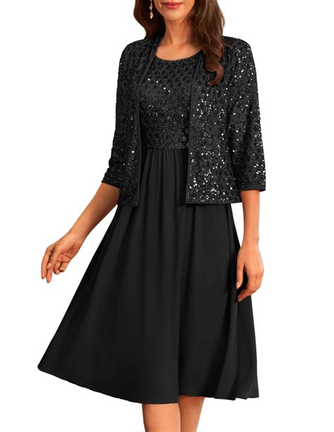 GRACE KARIN Black Wedding Dress Mother of The Bride Dresses Two Piece