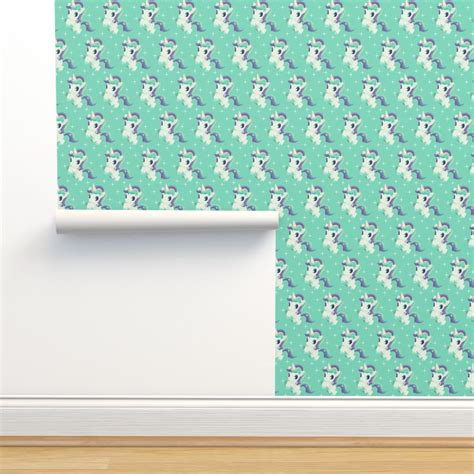 Sparkly blue unicorn Wallpaper | Spoonflower