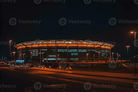 view of football stadium building at night ,soccer stadium at night ...