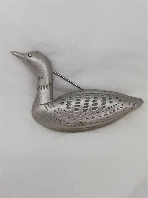 Vintage Pewter Goose Broochvintagepewter Duck Brooch Pin Etsy