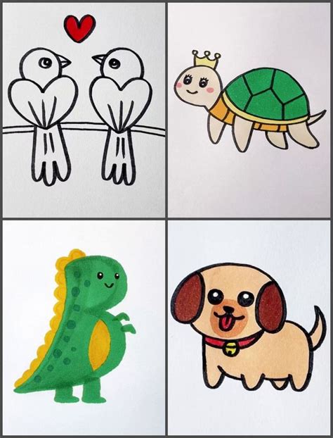 Colorful and Cute Animal Drawings for Kids | pet, animal, birds, wildlife, drawing | Learn to ...