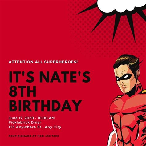 Page 2 Free And Customizable Superhero Invitation Templates Canva