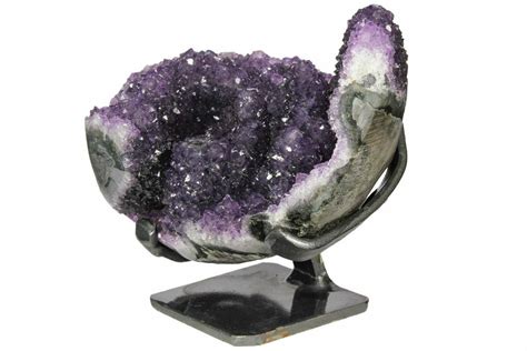 7 2 Wide Amethyst Geode Section With Metal Stand Uruguay 121862