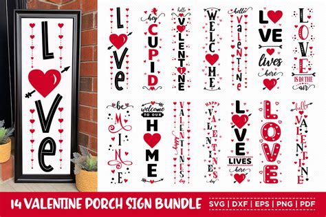 Valentine Porch Sign Bundle 14 Designs Graphic By CraftlabSVG